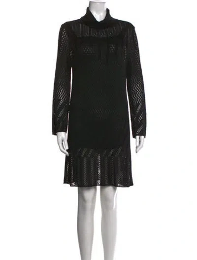 Pre-owned Ferragamo Patterned Mini Dress In Black