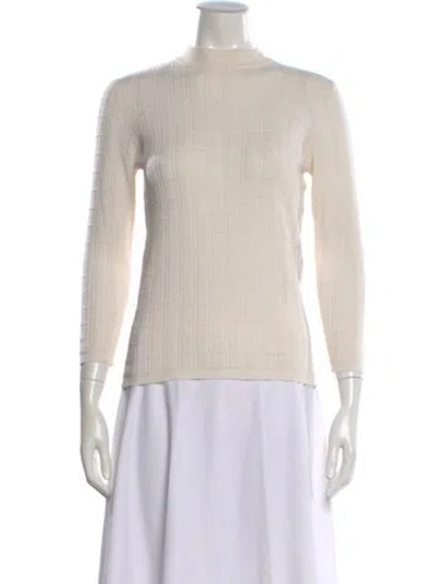 Pre-owned Ferragamo Patterned Mock Neck Sweater In Neutral