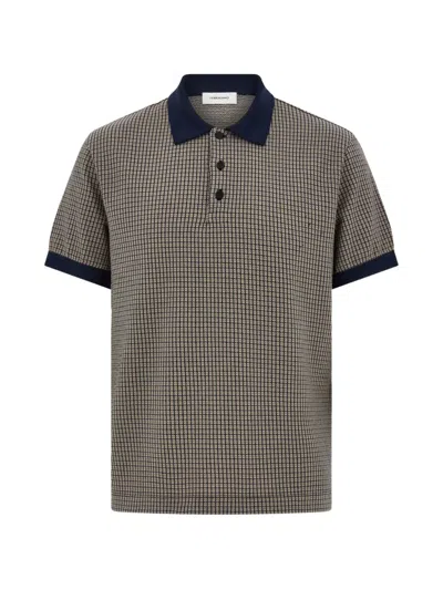 Ferragamo Patterned Short-sleeve Polo Shirt In Gray