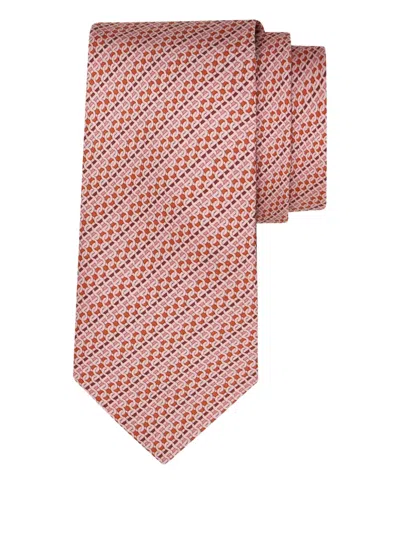 Ferragamo Patterned Silk Tie In Pink
