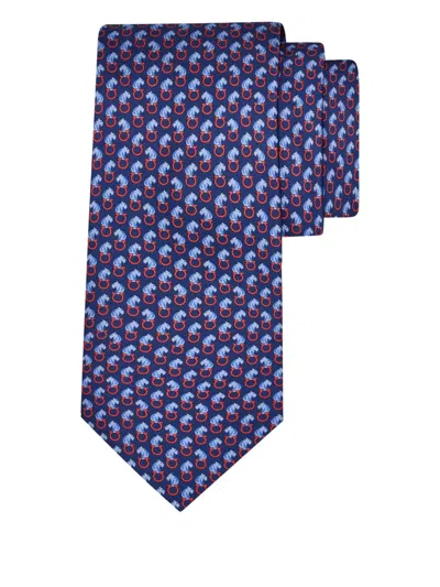 Ferragamo Patterned Silk Tie In Blue