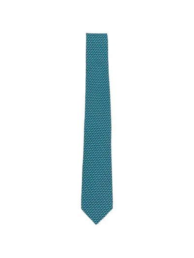 Ferragamo Patterned Silk Tie In Blue
