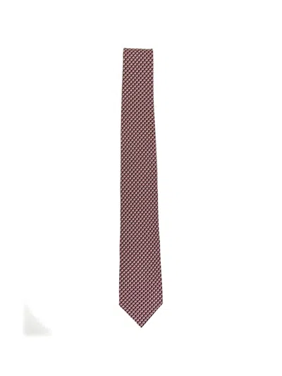 Ferragamo Patterned Silk Tie In Burgundy