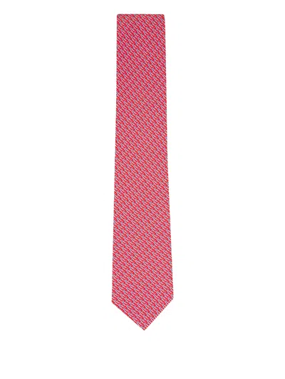Ferragamo Patterned Silk Tie In Pink