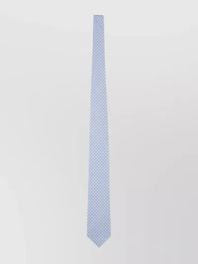 Ferragamo Patterned Silk Tie Slim Silhouette In Blue