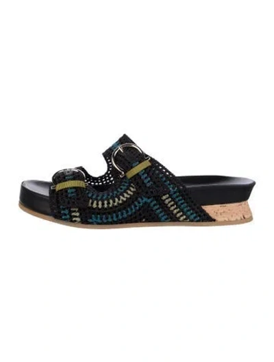 Pre-owned Ferragamo Patterned Slides In Black