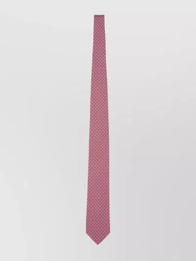 Ferragamo Patterned Slim Width Silk Tie In Pink