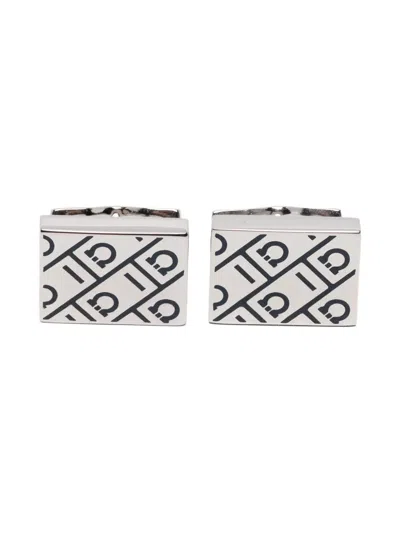 FERRAGAMO PATTERNED SQUARE CUFFLINKS