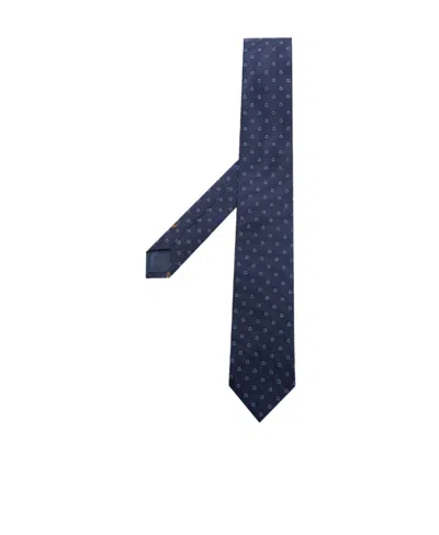 Ferragamo Patterned Tie In Blue