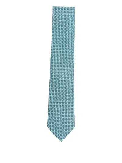 Ferragamo Patterned Tie In Blue