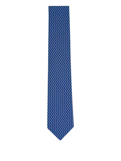 Ferragamo Patterned Tie In Blue