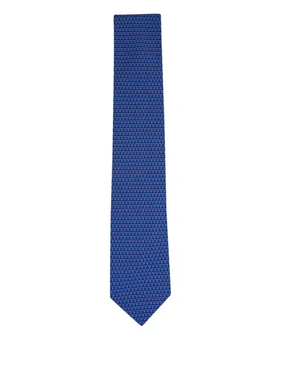 Ferragamo Patterned Tie In Blue