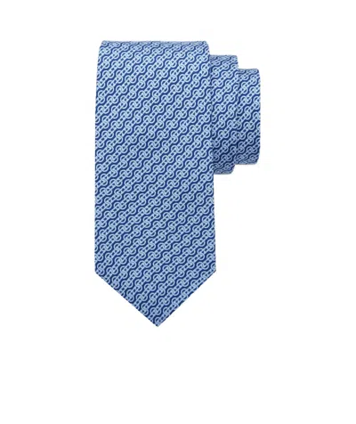 Ferragamo Patterned Tie In Blue