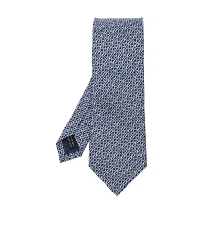 Ferragamo Patterned Tie In Blue