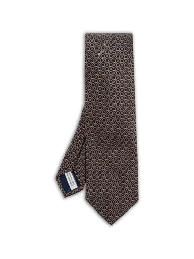Ferragamo Patterned Tie In Brown
