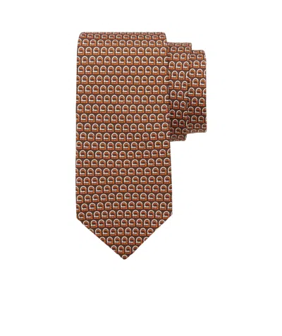 Ferragamo Patterned Tie In Brown