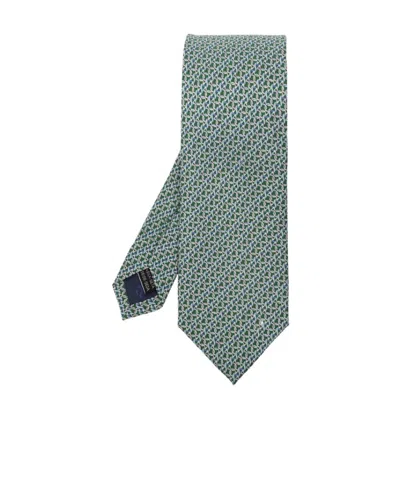Ferragamo Patterned Tie In Green