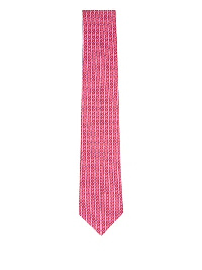 Ferragamo Patterned Tie In Pink