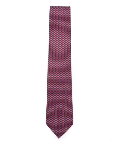 Ferragamo Patterned Tie In Pink