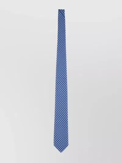 Ferragamo Patterned Ties With Classic Width Design In Blue