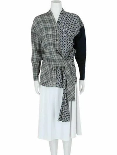 Pre-owned Ferragamo Patterned Top W/ Tags In Blue