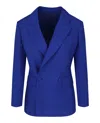 Shop Ferragamo Peaked Lapel Blazer In Blue
