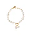 Ferragamo Gancini Pendant Pearl Bracelet In White