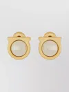 Ferragamo Circular Pearl Earrings With Brass Frame In Gold