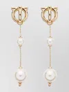 Ferragamo Pearl Drop Earrings Gold Finish