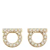 Ferragamo Gancini Earrings Gold-tone Finish Pearl Embellishments In Gold