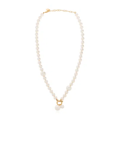 Ferragamo Gancini Pearl Necklace In White
