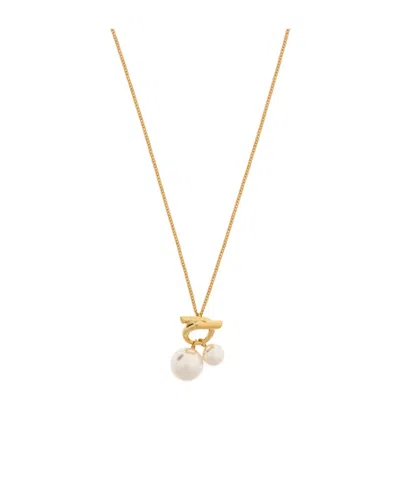 Ferragamo Pearl Pendant Necklace In Yellow