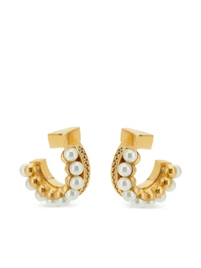 Ferragamo Pearl-stud Earrings In Gold