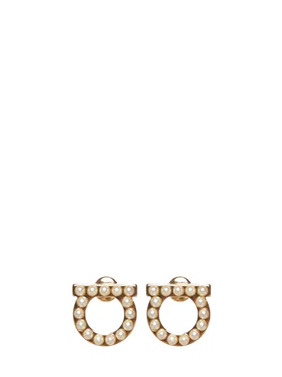 Ferragamo Pearl-embellished Stud Earrings In Metallic