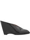 Ferragamo Peep-toe Wedge Pumps In Black