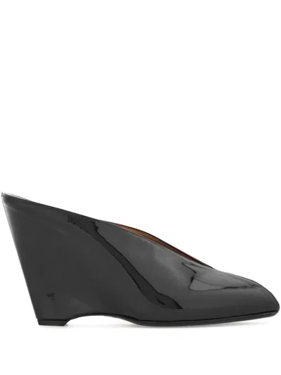 Ferragamo Peep-toe Wedge Pumps In Black