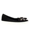 Ferragamo Pelagie Flats In Black Suede In Black