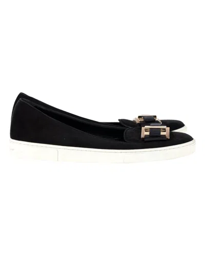 Ferragamo Pelagie Flats In Black Suede