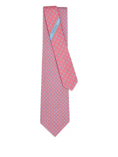 Ferragamo Penguin-print Silk Tie In Pink
