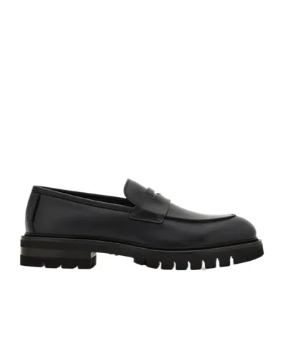 FERRAGAMO LEATHER PENNY LOAFERS
