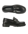 Ferragamo Brogues With Low Block Heel And Stitch Detailing In Black