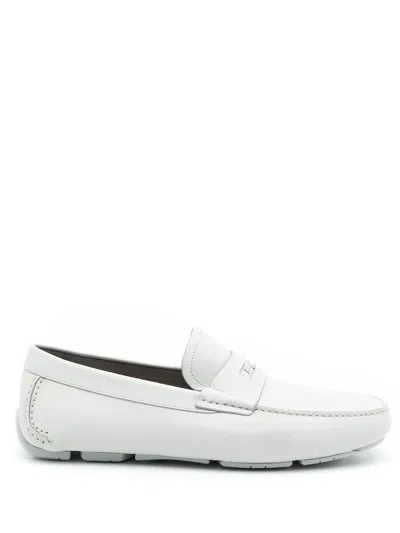 Ferragamo Penny-slot Leather Driving Loafers In White