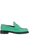 Ferragamo Peny-strap Leather Loafers In Green
