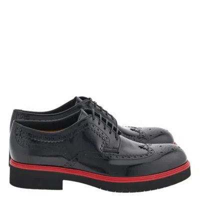 Ferragamo Perforated Detailing Derby Shoes In Black