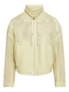Ferragamo Perforated Leather Jacket In Yellow