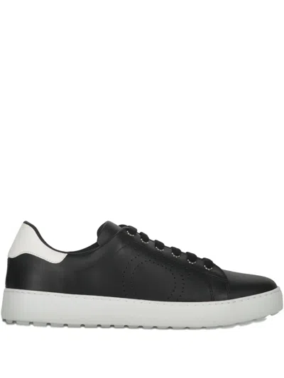 Ferragamo Perforated Leather Low-top Sneakers In Animal Print