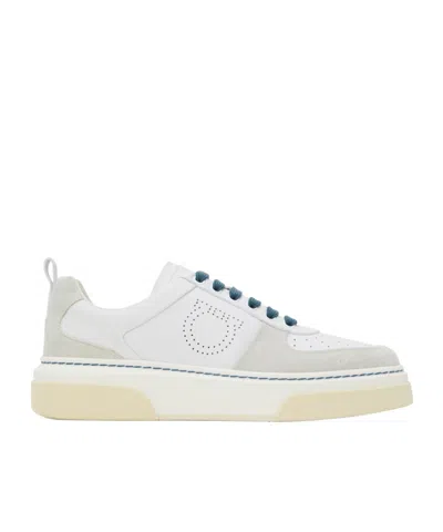 Ferragamo Perforated Logo Low Upper Board Shoes In White
