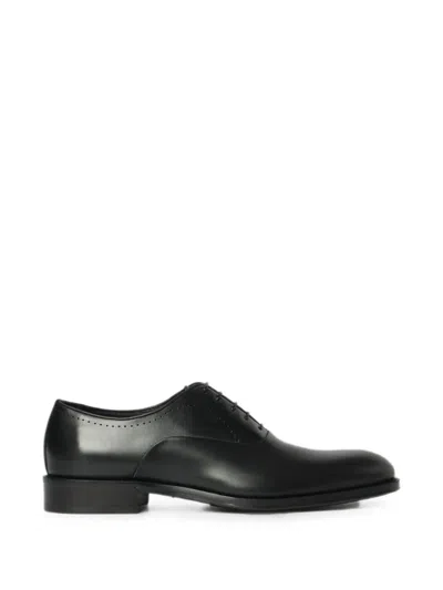 Ferragamo Perforated-detail Leather Oxford Shoes In Black