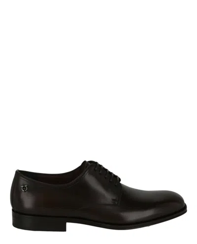 Ferragamo Pershore Leather Derby In Brown