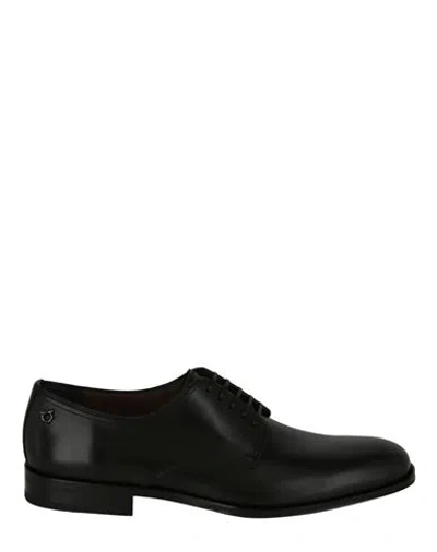 Ferragamo Pershore Leather Derby Man Lace-up Shoes Black Size 13 Calfskin